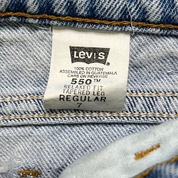 Vintage Levi’s 550 Orange tab Youth Relaxed Fit Jeans Light Wash Distressed Sz 7 - Picture 4 of 12